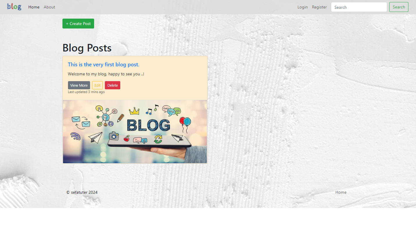 Blog website interface screenshot