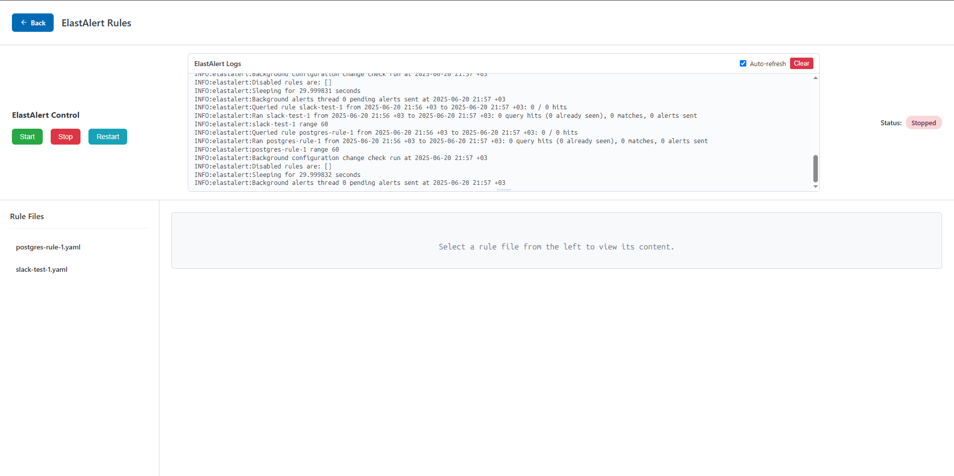 Elastic Alert Bridge application interface screenshot