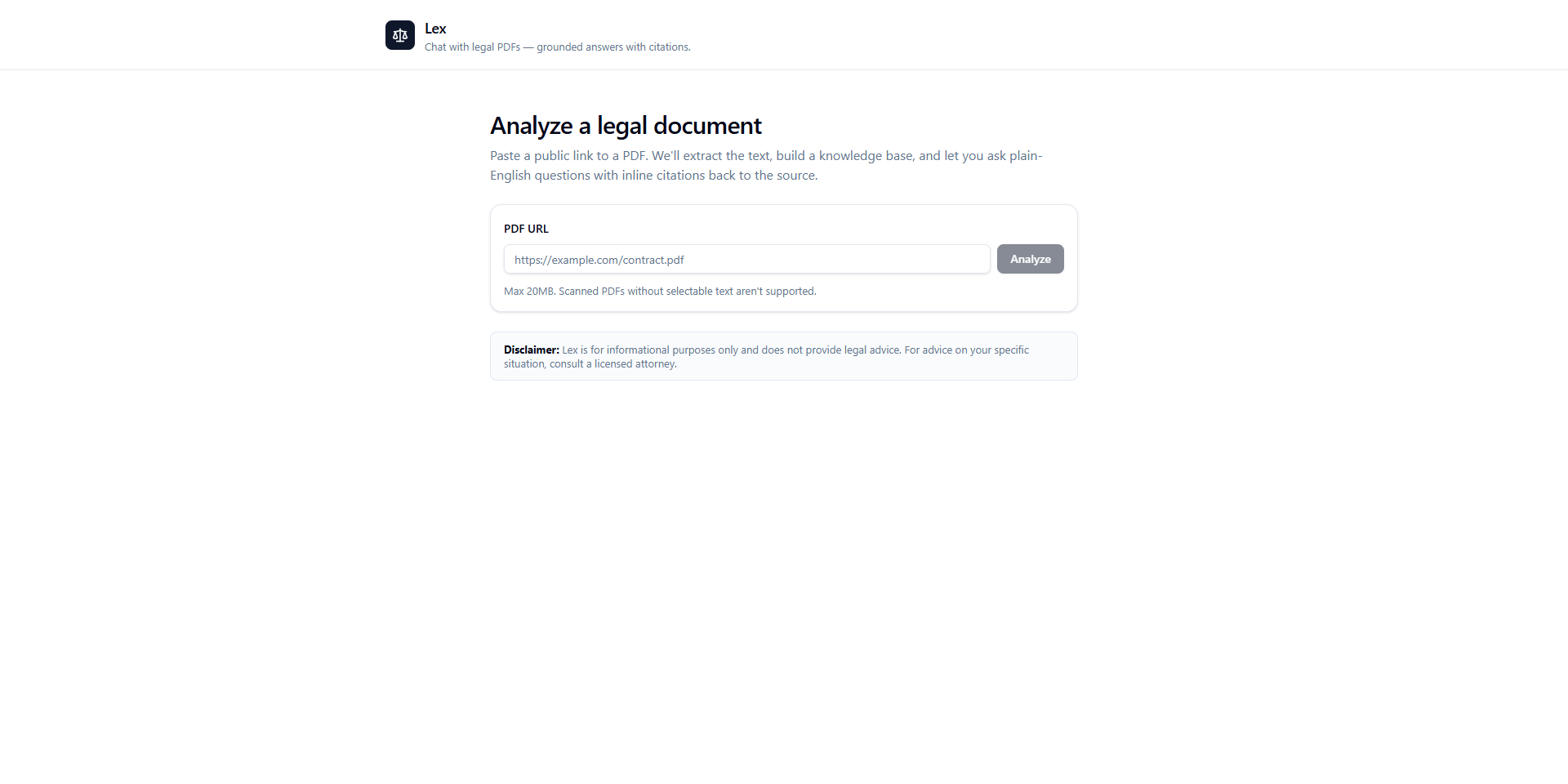 Legal Document Agent PDF analysis interface