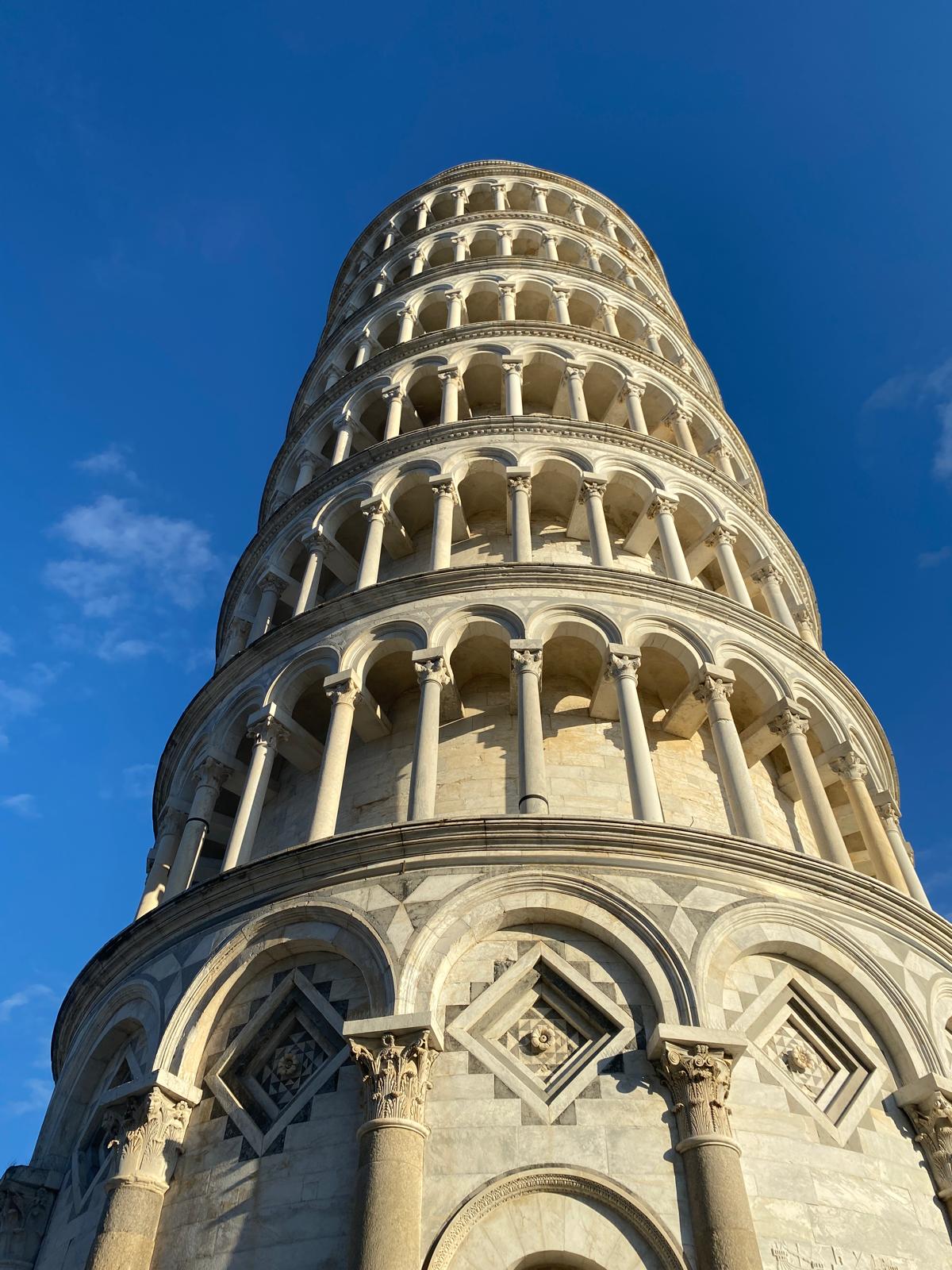 Leaning Tower of Pisa viewed from below